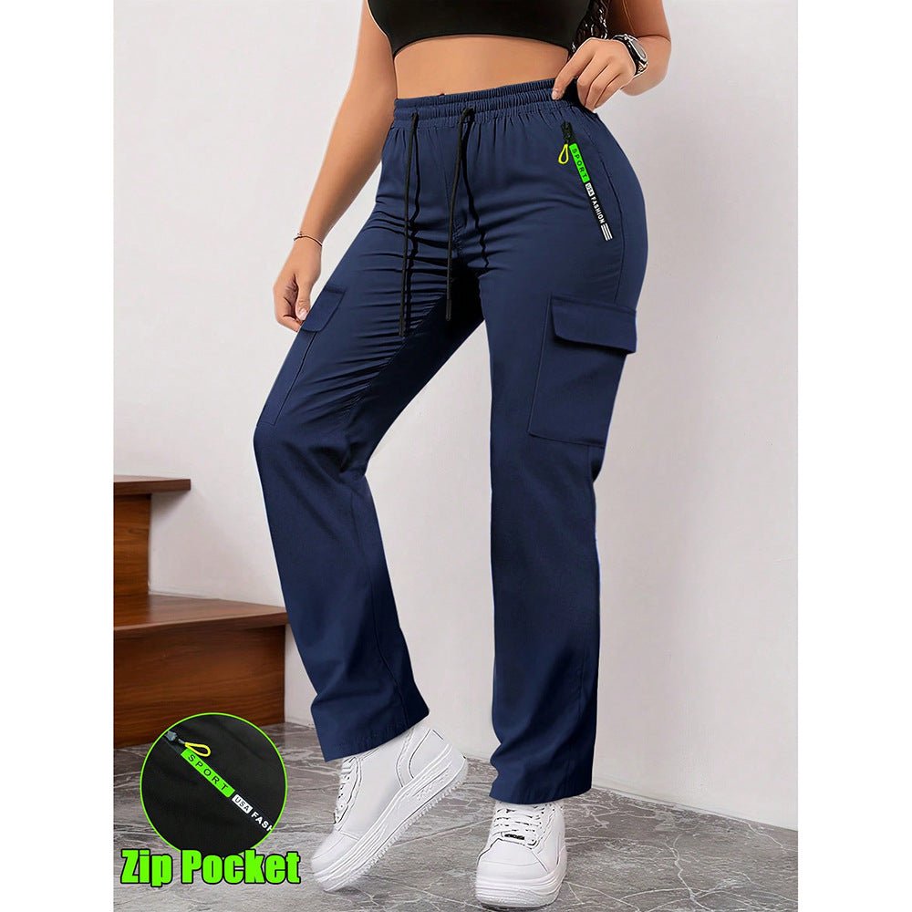 Women's casual retro pants with large pockets, stylish and comfortable, from Plush Fashion Hub.
