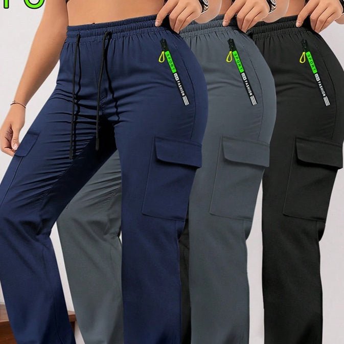 Women’s casual retro pants with large pockets, made by Plush Fashion Hub, featuring a relaxed fit and stylish design.