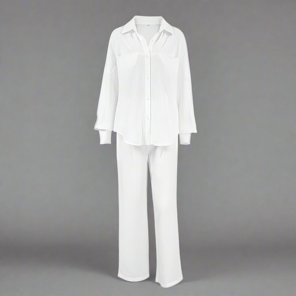 Women’s casual solid color lounge set by Plush Fashion Hub, featuring a relaxed fit top and matching pants for comfortable wear.