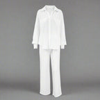 Women’s casual solid color lounge set by Plush Fashion Hub, featuring a relaxed fit top and matching pants for comfortable wear.