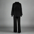 Women's casual solid color lounge set by Plush Fashion Hub, featuring a comfortable, relaxed-fit top and pants in soft fabric.