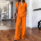 Women's casual two-piece set by Plush Fashion Hub featuring solid color design and comfortable casualwear style.