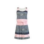 Women's color-block striped tie-waist mini dress by Plush Fashion Hub, casualwear with vibrant pattern and flattering silhouette.