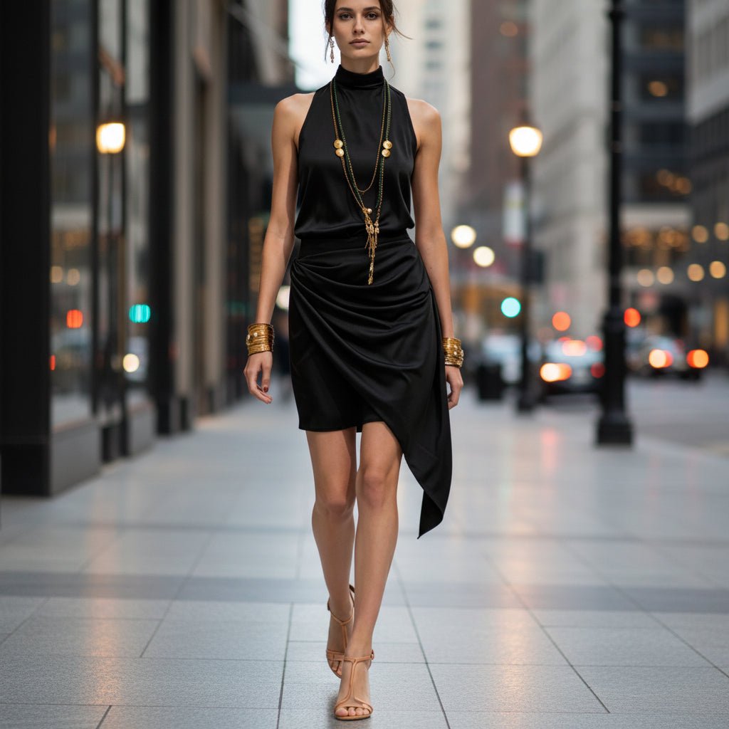 Women's double-layer asymmetrical hem mini skirt from Plush Fashion Hub, casualwear with stylish layered design and short length.