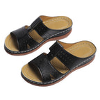 Women's European and American wedge heel flat sandals by Plush Fashion Hub, featuring stylish open-toe design and comfortable straps.