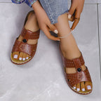 Women's wedge heel flat sandals by Plush Fashion Hub featuring European and American style, with a comfortable open-toe design.
