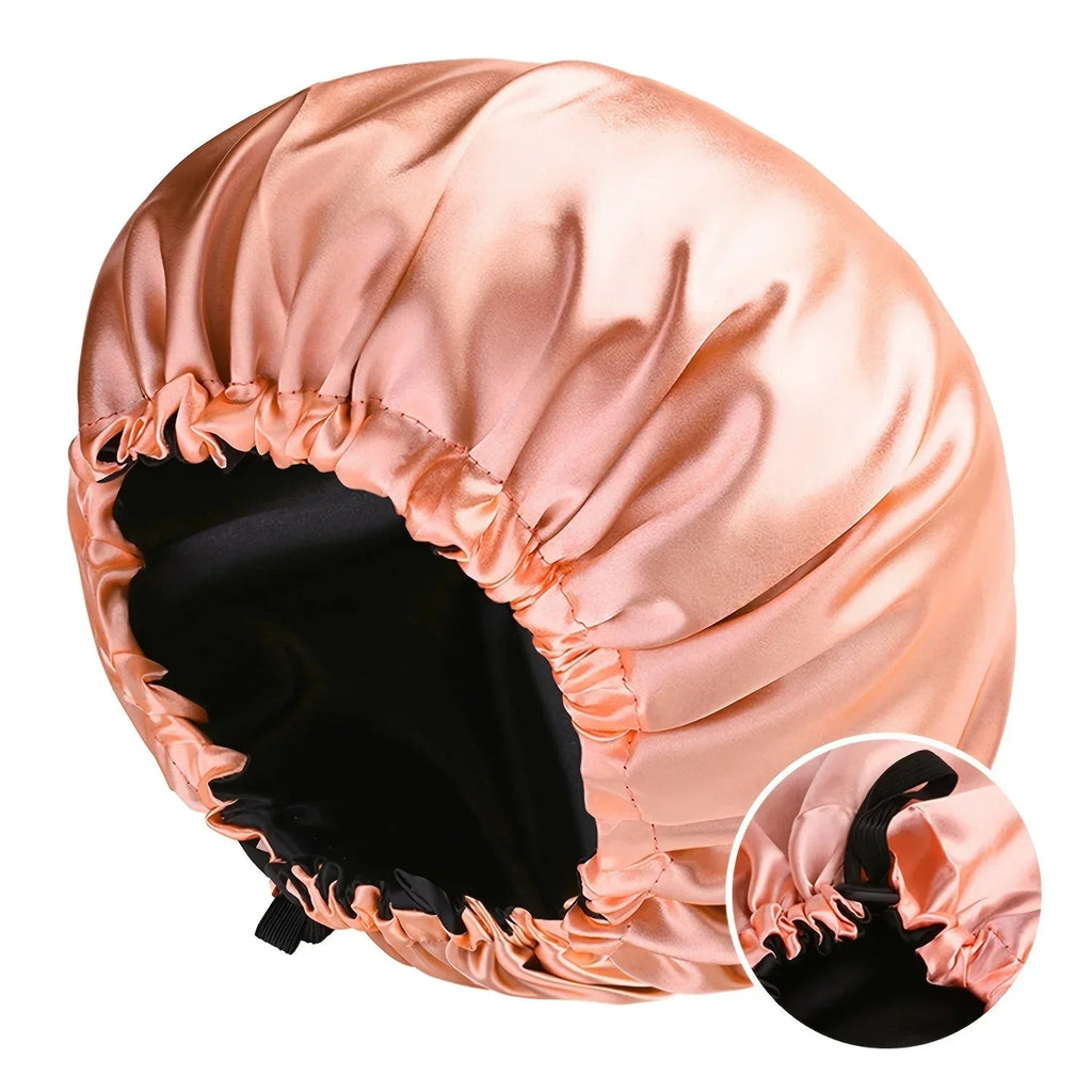Soft silk women's fashion bonnet by Perfecsy, double-layered, with buttons and adjustable fit, perfect for comfortable sleep and daily wear.