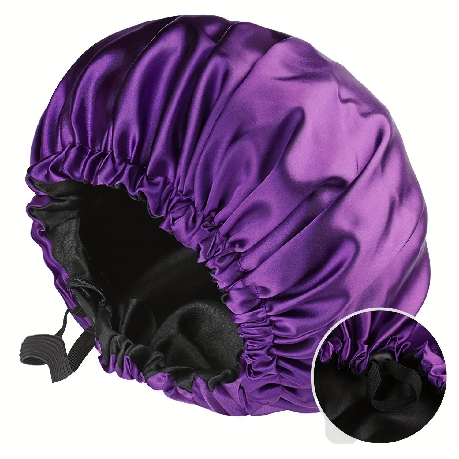 Soft silk women's sleep bonnet by Perfecsy with double layers, buttons, and adjustable fit, designed for comfortable nightly wear.