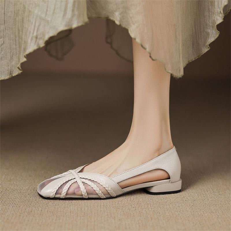 Women's mesh breathable low-heel sandals from Plush Fashion Hub, featuring versatile stylish design and comfortable footwear.