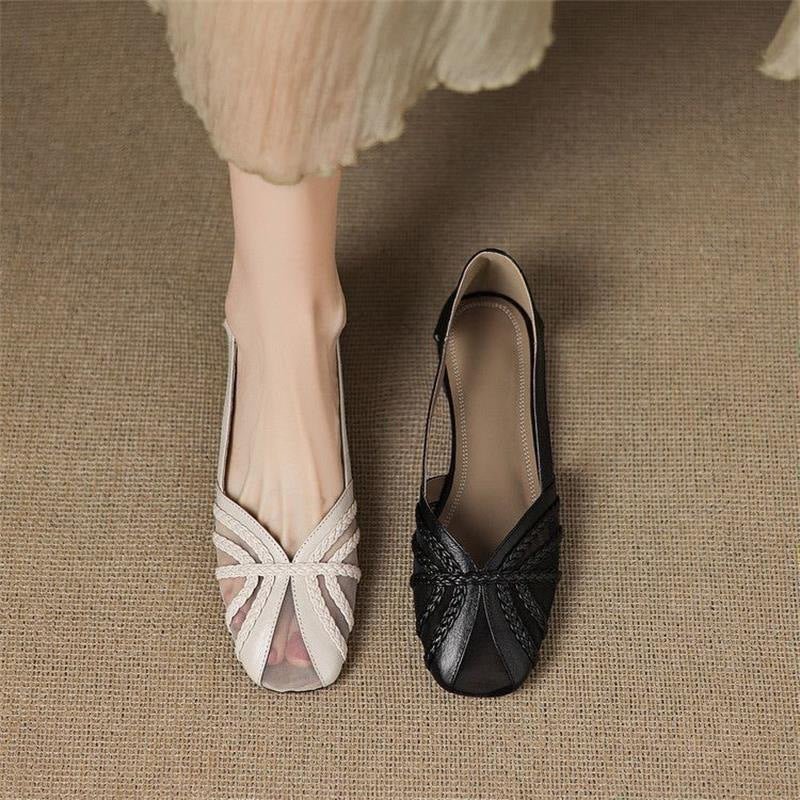 Women’s breathable mesh low-heel sandals by Plush Fashion Hub, featuring versatile style and comfortable footwear design.
