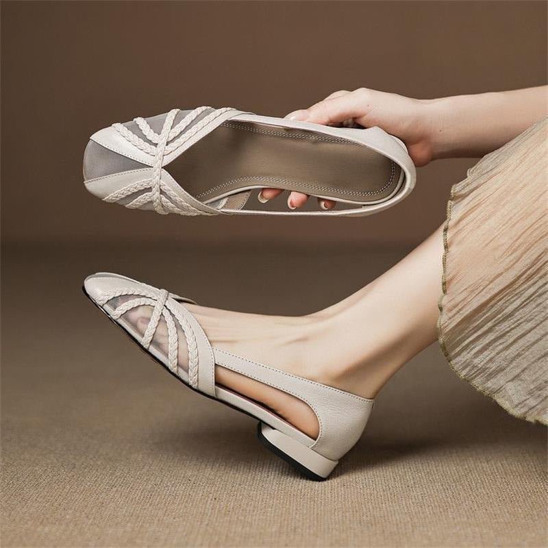 Women’s mesh breathable low-heel sandals by Plush Fashion Hub, featuring versatile design and stylish comfort.