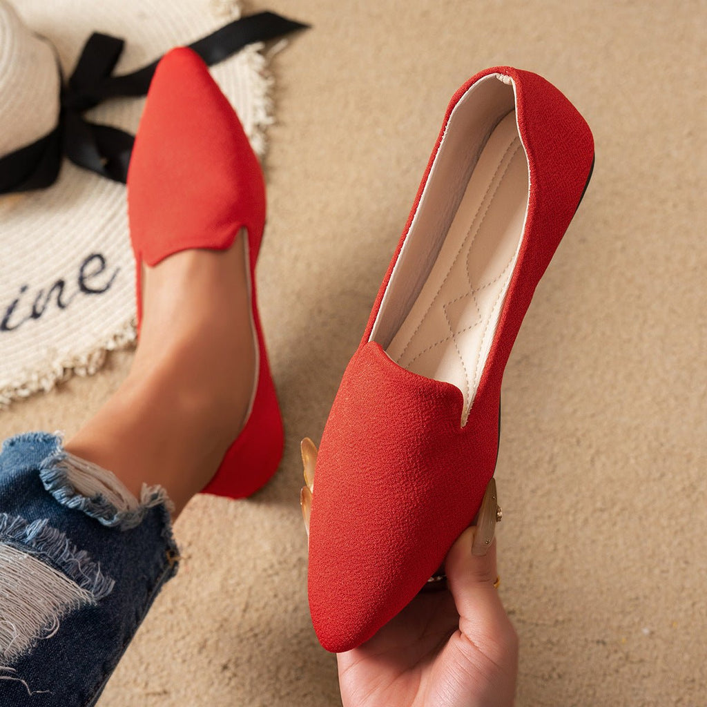 Women's pointed-toe flat shoes by Plush Fashion Hub, casual thin sole flats perfect for everyday wear.