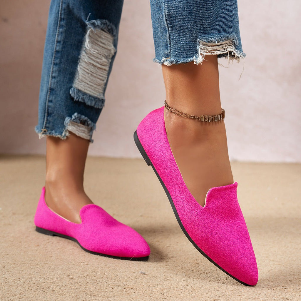 Women’s flat pointed-toe casual shoes by Plush Fashion Hub, featuring thin soles and a sleek, everyday footwear design.