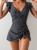 Women's floral print one-piece swimsuit by Plush Fashion Hub, featuring a stylish casualwear design with vibrant floral patterns.
