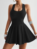 Women’s high waist yoga dress by Plush Fashion Hub, showcasing a comfortable casualwear style with a fitted high waist and sleeveless design.