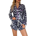 Women’s milk silk leopard print pajama set by Plush Fashion Hub, featuring comfortable casualwear with a stylish animal print design.