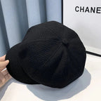 Women’s octagonal newsboy beret by Plush Fashion Hub, stylish wool hat with a classic design and geometric shape for fashionable wear.