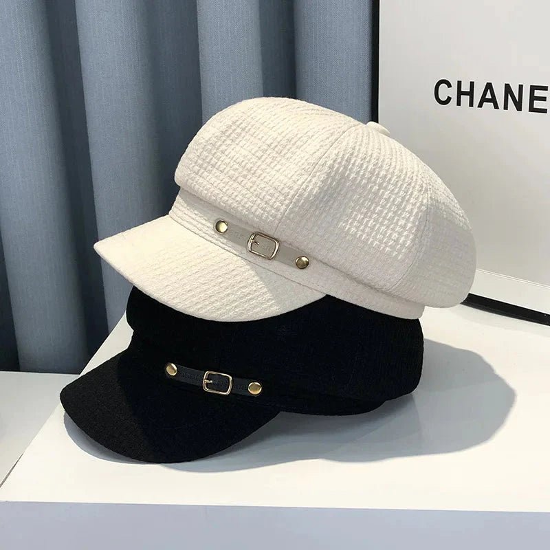 Women’s octagonal newsboy beret hat by Plush Fashion Hub, featuring a stylish, vintage-inspired design in soft fabric.