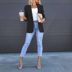 Women’s open-front casual blazer by Plush Fashion Hub, featuring a relaxed fit and versatile style for everyday wear.
