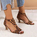 Women's suede peep toe zipper heel shoes by Plush Fashion Hub, featuring high heels and stylish sandal design.