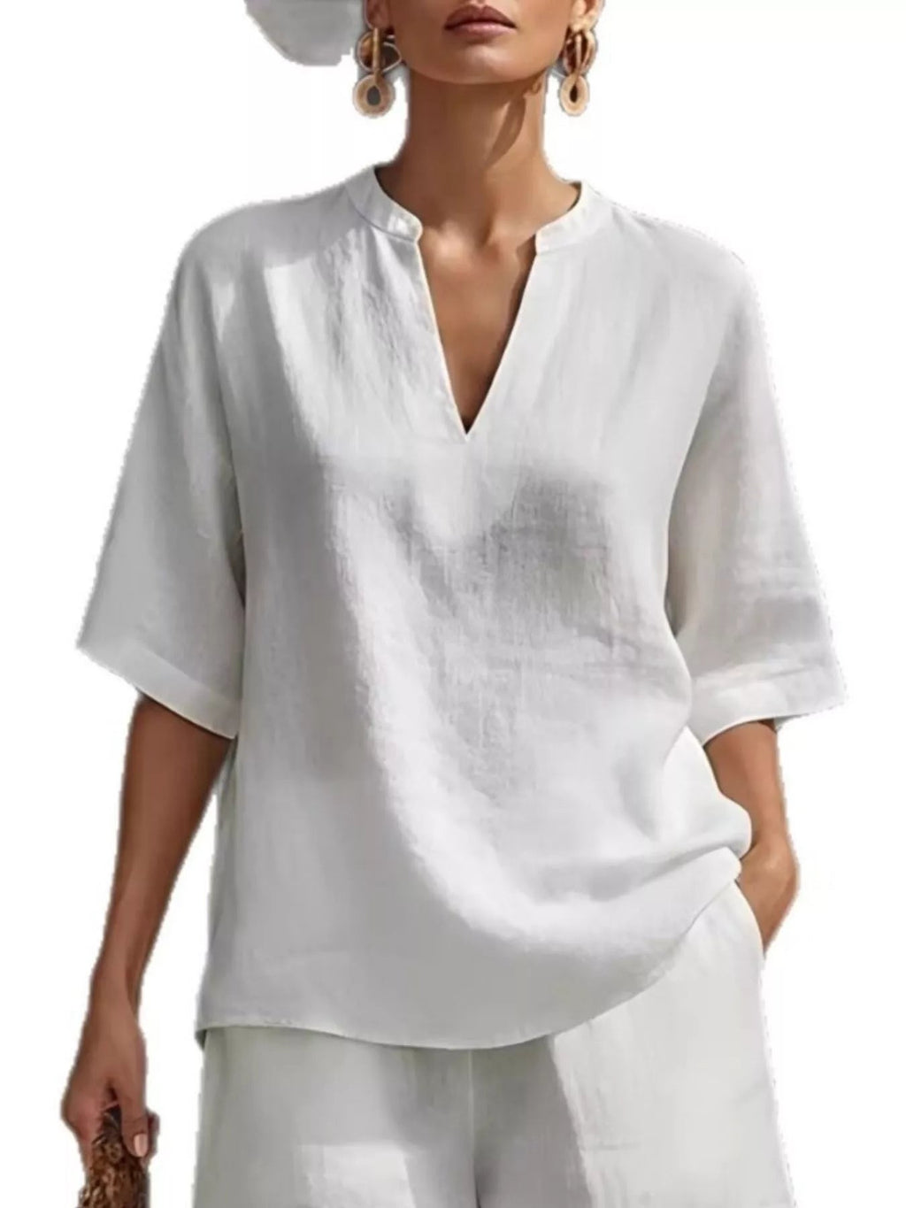 Plus size women's lounge set with notched collar half-sleeve top and matching shorts, comfortable and stylish for relaxed wear.