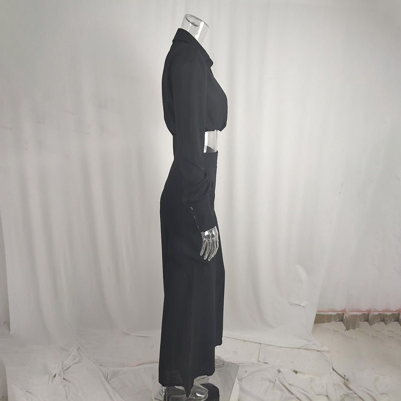 Plus size women's wide-leg elegant pant set by Plush Fashion Hub, featuring a stylish casualwear look with flowing fabric.