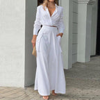 Plus size women's wide-leg elegant pant set by Plush Fashion Hub, featuring a stylish casualwear look with flowing pants and a matching top.