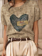 Women’s retro short-sleeve jacquard knit top, casualwear by Plush Fashion Hub, shown in a close-up of the patterned fabric.