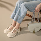 Women’s shallow-mouth Mary Jane shoes by Plush Fashion Hub, featuring classic design and comfortable fit.