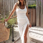 Women’s sleeveless bodycon dress by Plush Fashion Hub, casualwear style, featuring a fitted silhouette and stylish design.