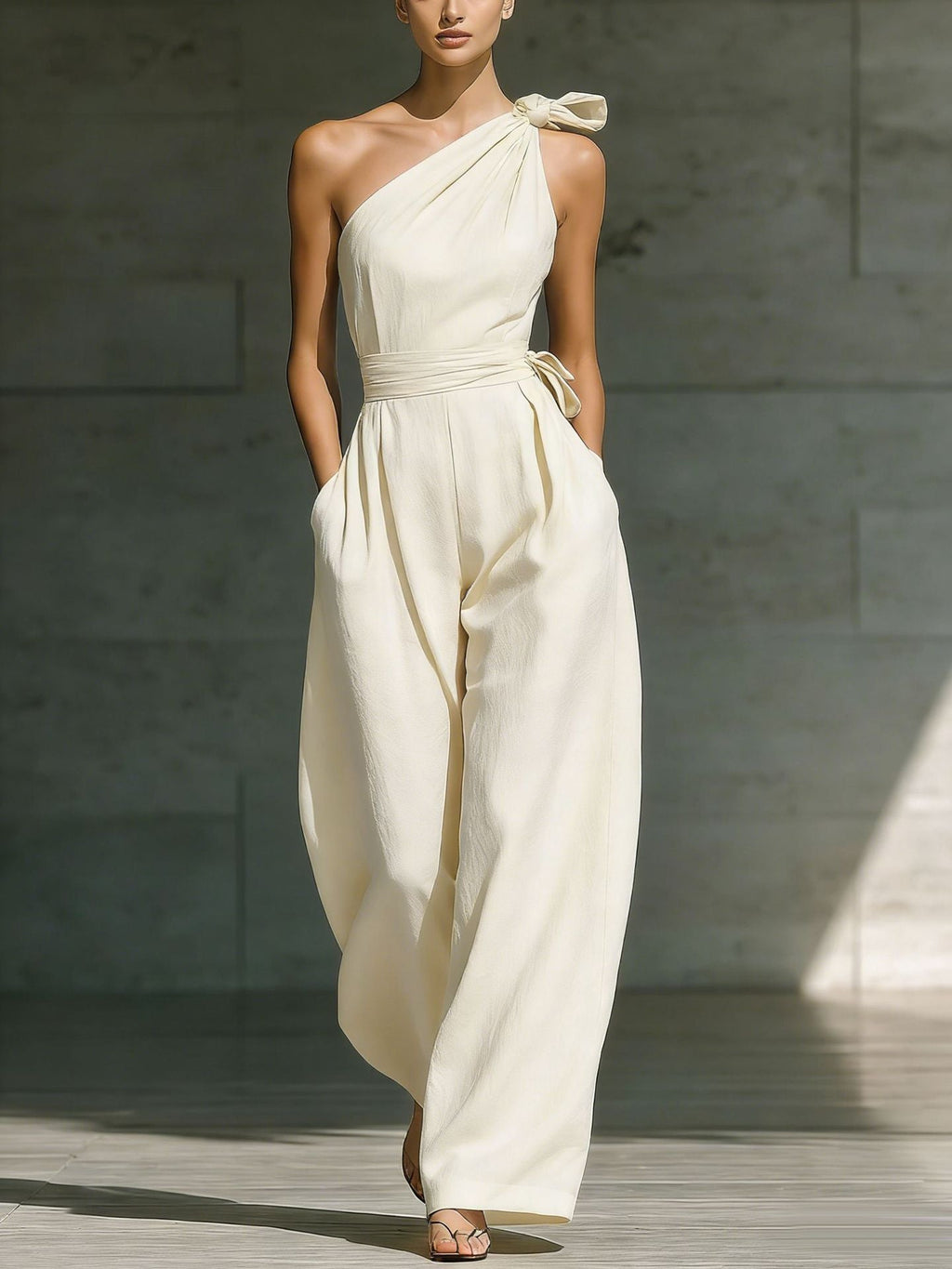 Women's sleeveless halter neck cinched waist slim jumpsuit in six colors, from Plush Fashion Hub, available in sizes S to 2XL.
