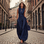 Women's sleeveless striped wide-leg jumpsuit with pockets from Plush Fashion Hub, casualwear with a relaxed fit and stylish design.