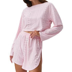 Women’s slim-fit loose suit two-piece shorts set in casualwear style, featuring a comfortable top and matching shorts from Plush Fashion Hub.