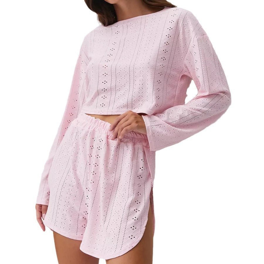 Women’s slim-fit loose suit two-piece shorts set in casualwear style, featuring a comfortable top and matching shorts from Plush Fashion Hub.