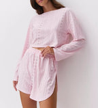 Women's slim-fit loose suit two-piece shorts set by Plush Fashion Hub, featuring casual wear with a relaxed fit and stylish design.
