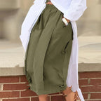 Women's solid color cotton wide-leg cropped pants, casualwear from Plush Fashion Hub, shown in a relaxed fit and comfortable fabric.