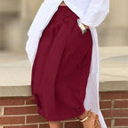 Women's solid color cotton wide-leg cropped pant from Plush Fashion Hub, casualwear with a relaxed fit and comfortable style.