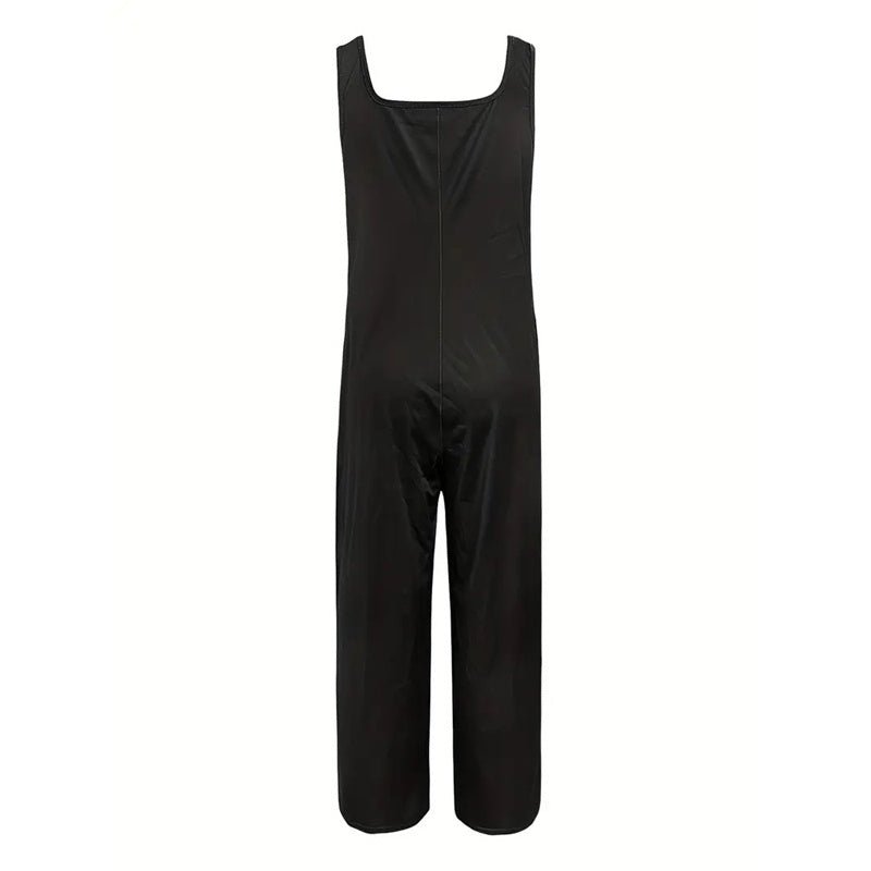 Women’s floral sleeveless jumpsuit with square neckline, casualwear by Plush Fashion Hub, shown in a stylish, comfortable fit.