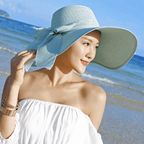 Women’s summer straw hat from Plush Fashion Hub, featuring wide brim and woven straw design for sun protection and stylish summer wear.