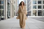 Women's casual three-piece set including V-neck cardigan coat, pocket vest, and long pants from Plush Fashion Hub.