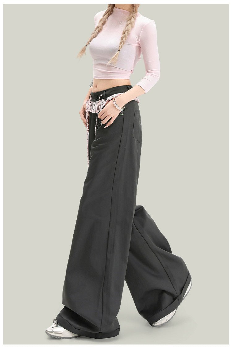 Women’s vintage lace panel casual streetwear pants by Plush Fashion Hub, featuring a relaxed fit and stylish lace detailing.