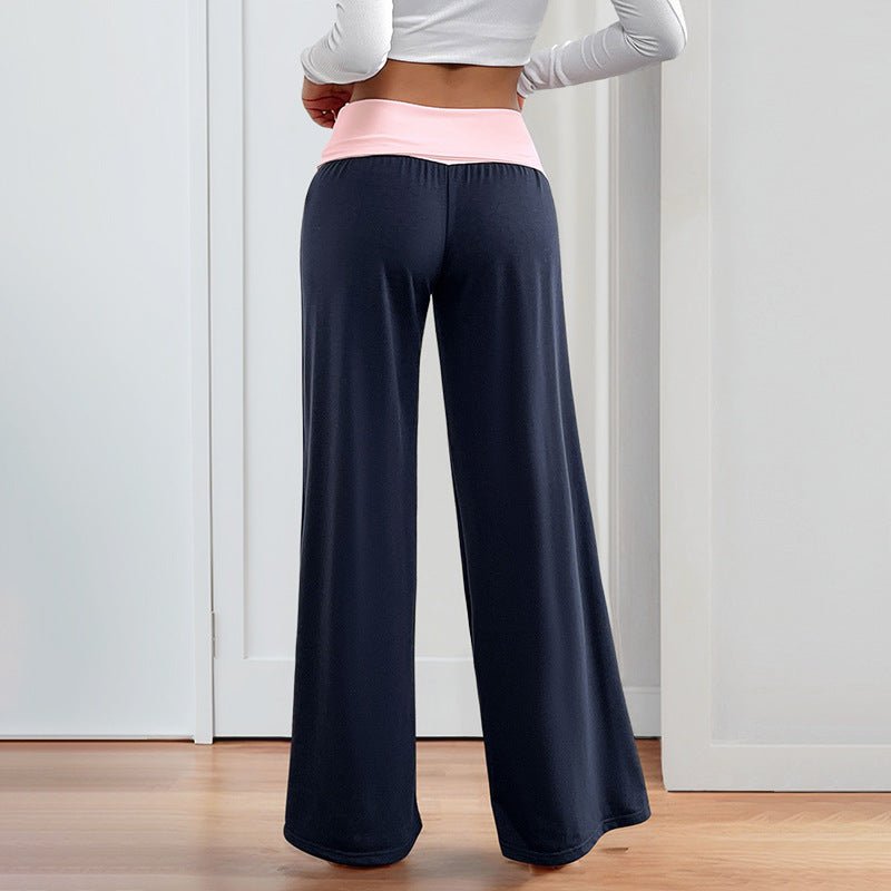 Women’s wide-leg patchwork pants from Plush Fashion Hub, casualwear with a relaxed fit and colorful patchwork design.