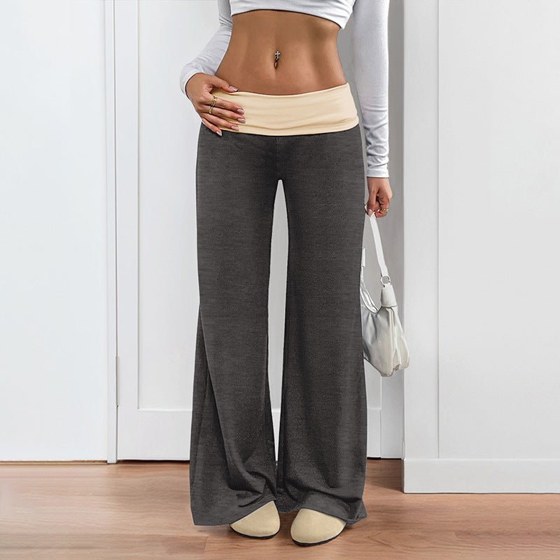 Women’s wide-leg patchwork pants from Plush Fashion Hub, casualwear style with colorful patchwork design and relaxed fit.