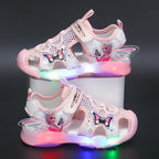 Girls' light-up summer sandals with soft soles from Trendy Attic Store01, featuring colorful design and comfortable straps.
