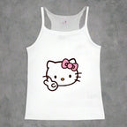 Y2K Hello Kitty crop top by Plush Fashion Hub featuring vintage punk and emo girl style, casual wear tank top with colorful Hello Kitty design.