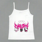 Y2K Hello Kitty crop top by Plush Fashion Hub, vintage punk tank top with colorful Hello Kitty design for emo and casual wear.
