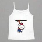 Y2K Hello Kitty crop top by Plush Fashion Hub, vintage punk tank top featuring Hello Kitty design for emo and casual style.