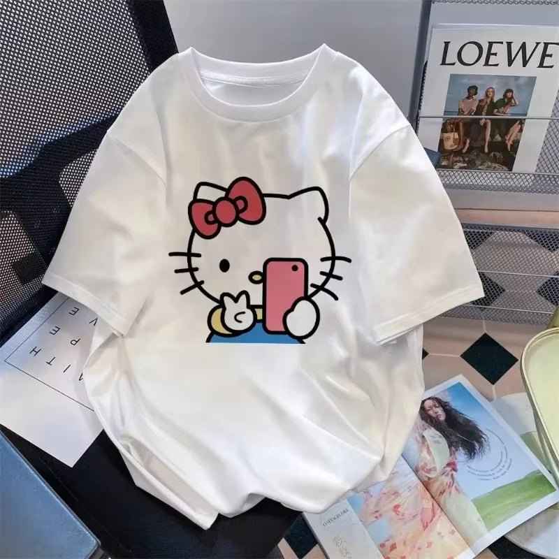 Y2K Hello Kitty crop top by Plush Fashion Hub, vintage punk tank top featuring colorful Hello Kitty design for casual wear.